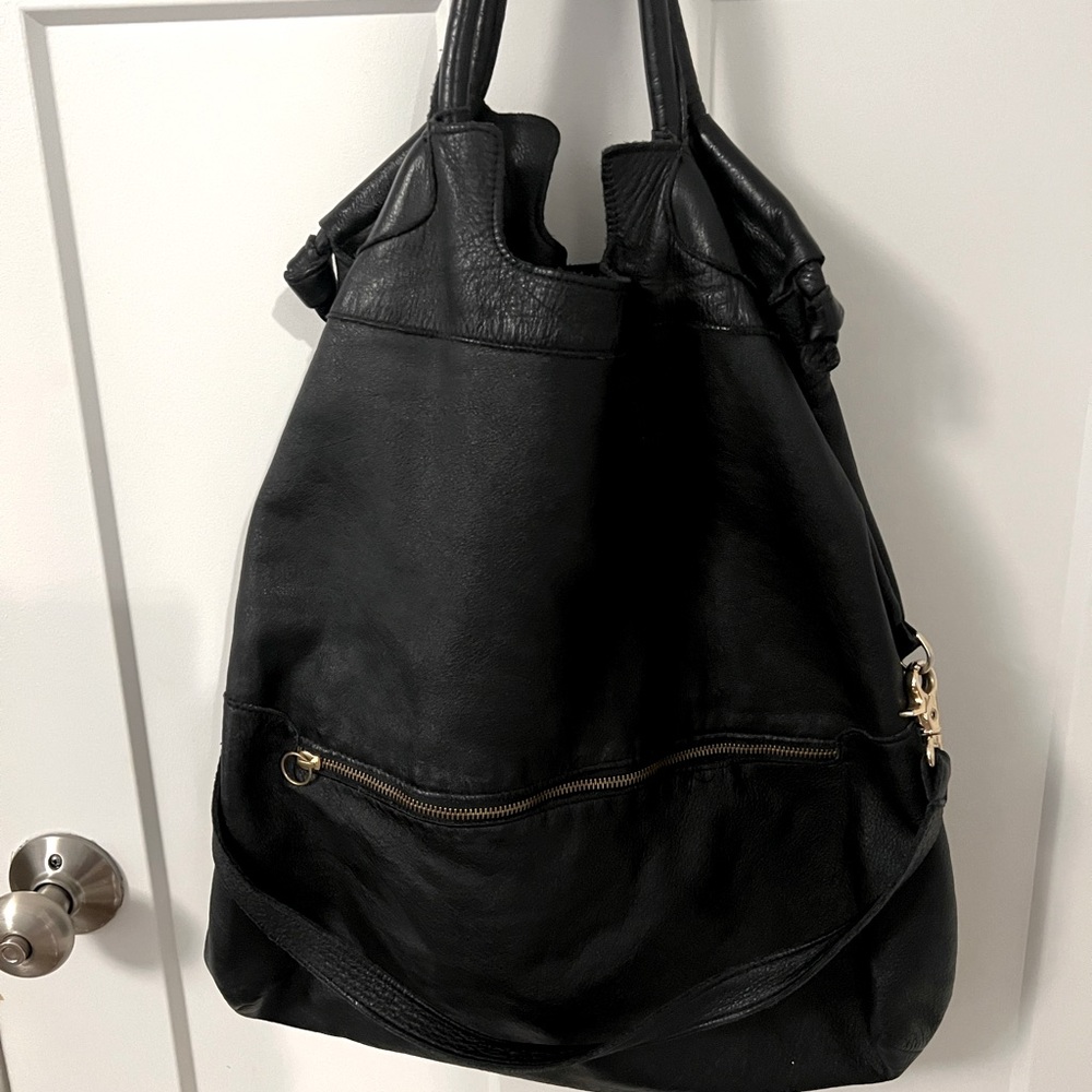 Alice + Olivia black leather foldover bag